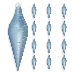 12 2/3" (320mm) Large Commercial Shatterproof Drop Ornaments, Arctic Chill, Case, 12 Pieces