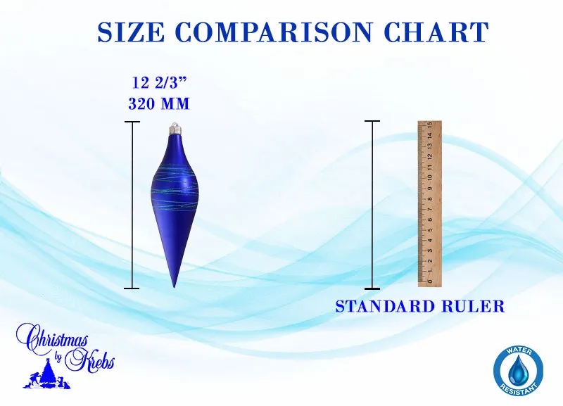 12 2/3" (320mm) Large Commercial Shatterproof Drop Ornaments, Arctic Chill, Case, 12 Pieces