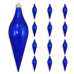 12 2/3" (320mm) Large Commercial Shatterproof Drop Ornaments, Azure Blue, Case, 12 Pieces