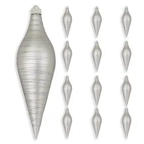 12 2/3" (320mm) Large Commercial Shatterproof Drop Ornaments, Dove Gray, Case, 12 Pieces