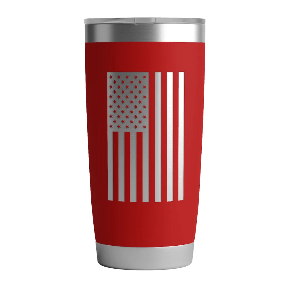 20 OZ Tumbler w/ Logo & US Flag In Red