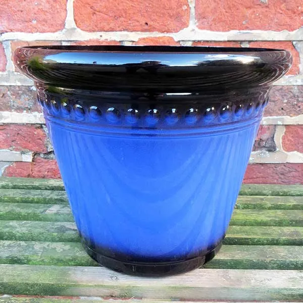 33.5cm Iberian Planter Navy Blue Plant Pot