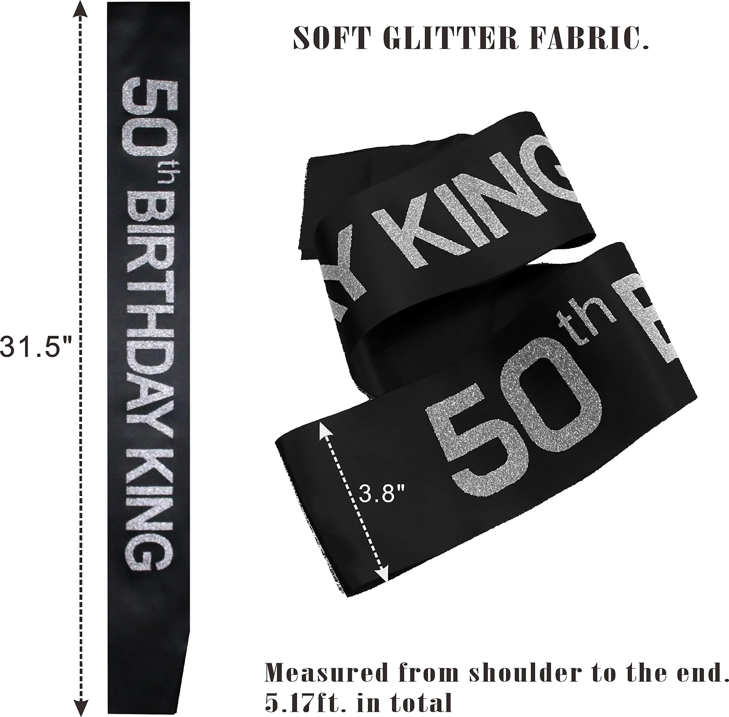 50th Birthday King Crown, 50th Birthday Gifts for Men, 50th Birthday King Sash, 50th