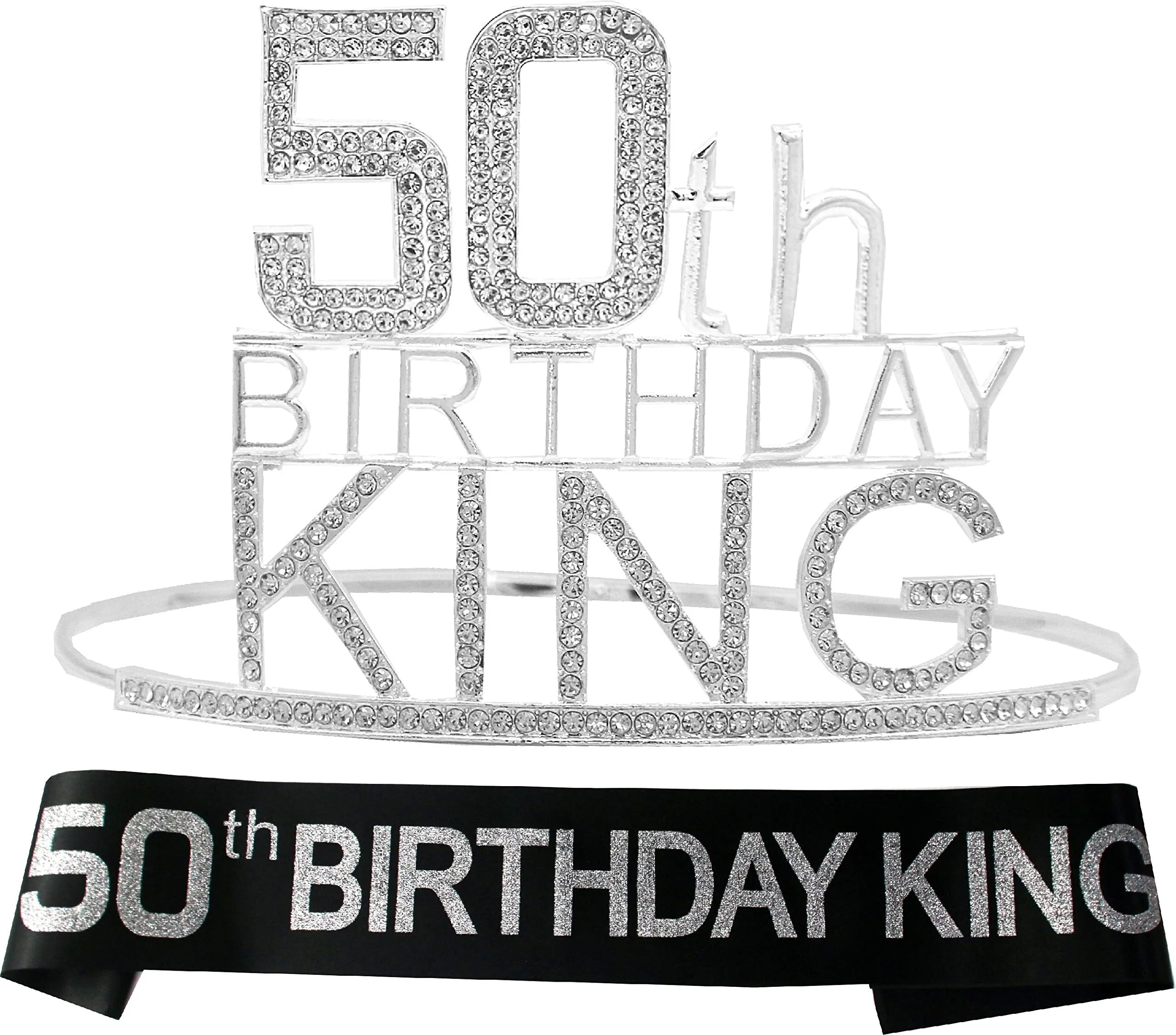 50th Birthday King Crown, 50th Birthday Gifts for Men, 50th Birthday King Sash, 50th