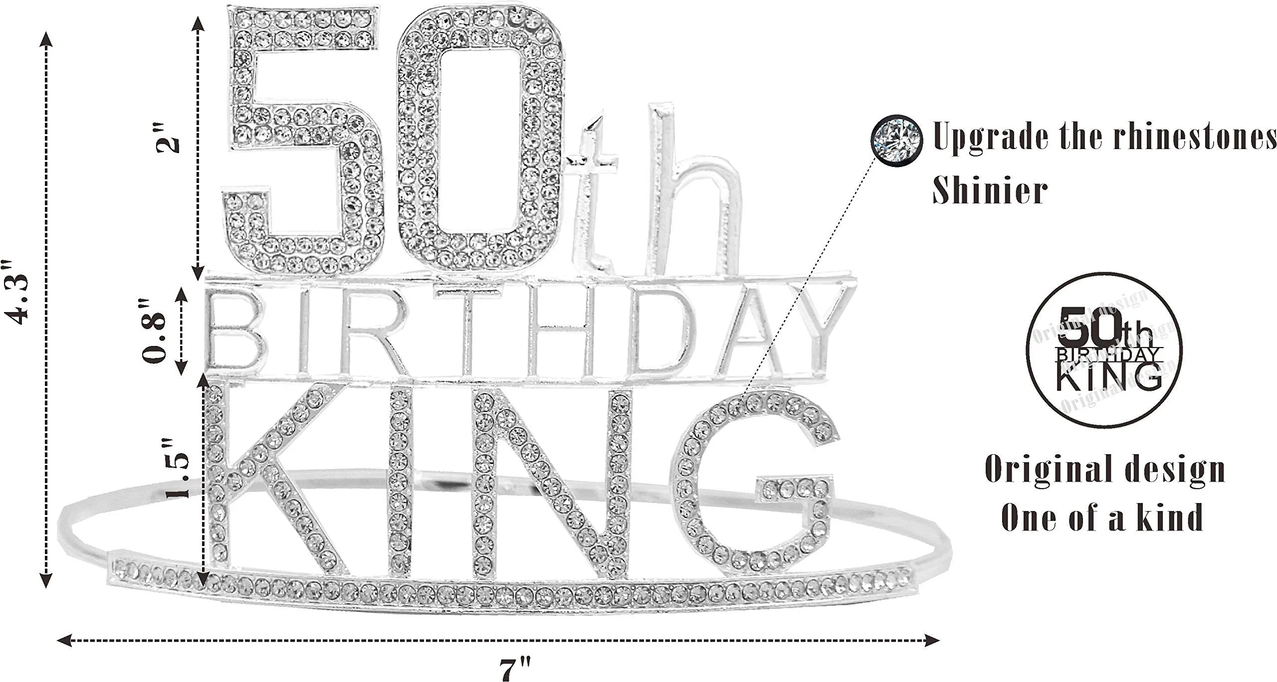 50th Birthday King Crown, 50th Birthday Gifts for Men, 50th Birthday King Sash, 50th