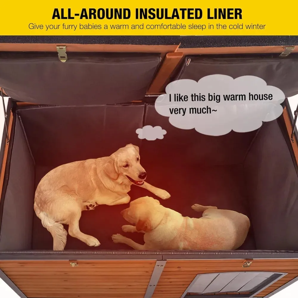 59" Large Insulated Dog House with Liner - Waterproof Winter Kennel for Outdoor & Indoor Use