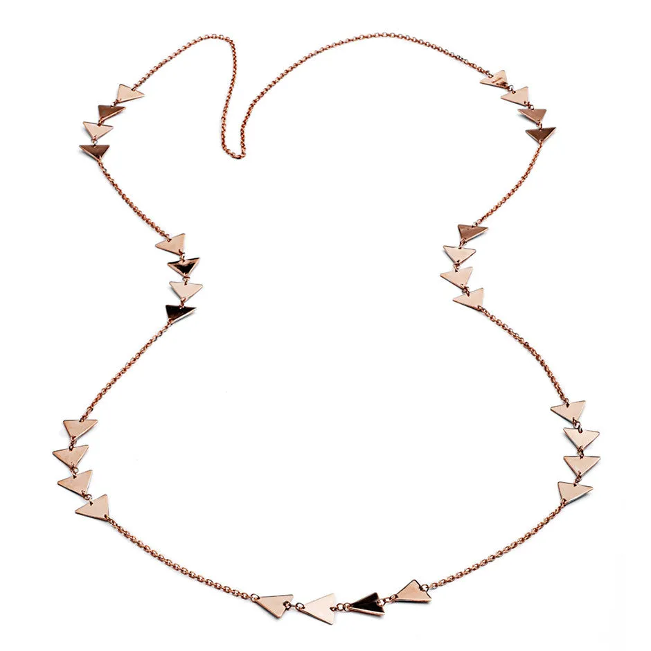 70%  DISCOUNT  Long 18ct Rose Gold Vermeil  Triangle Charm Necklace