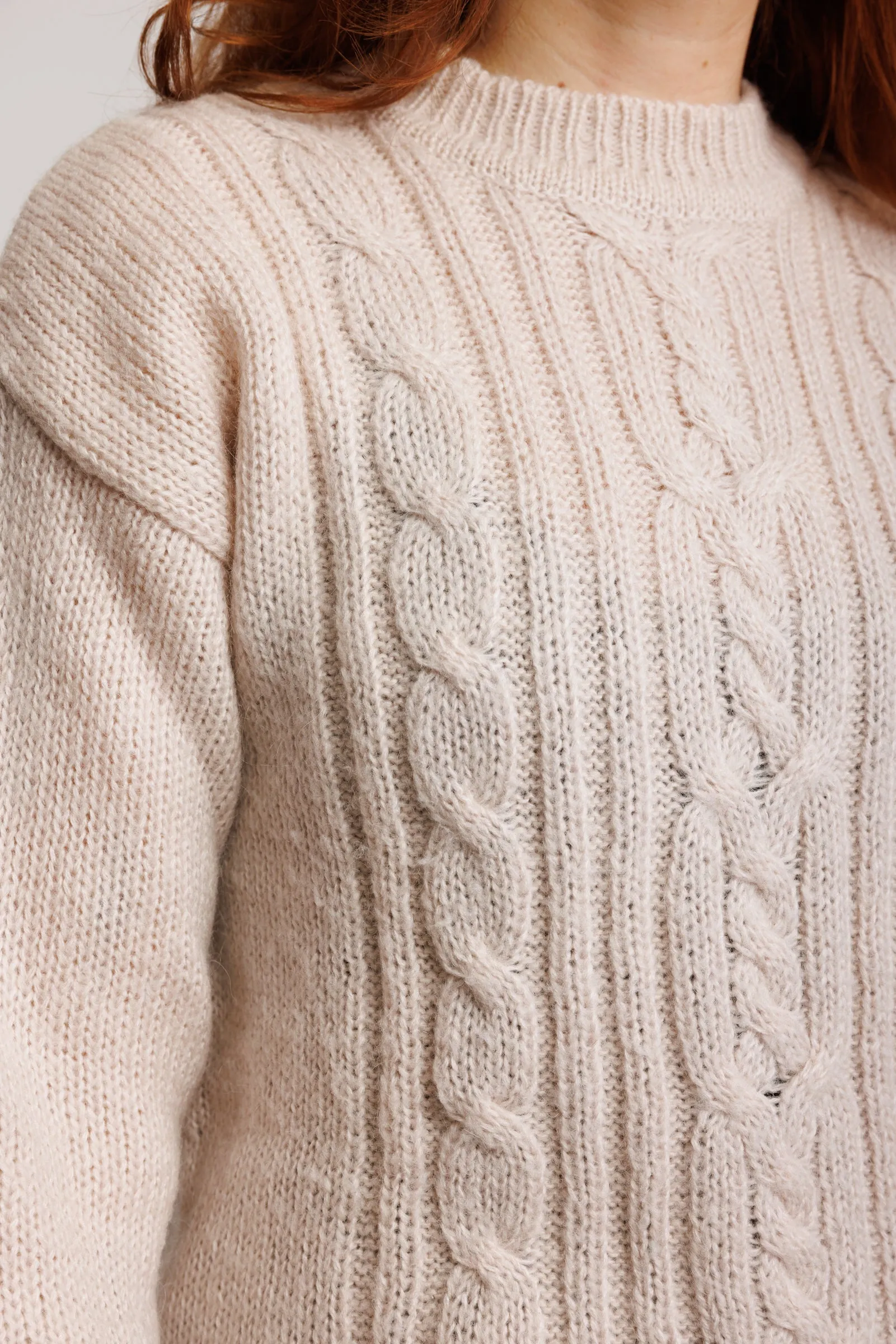 90's Handknit Pastel Cableknit Jumper M