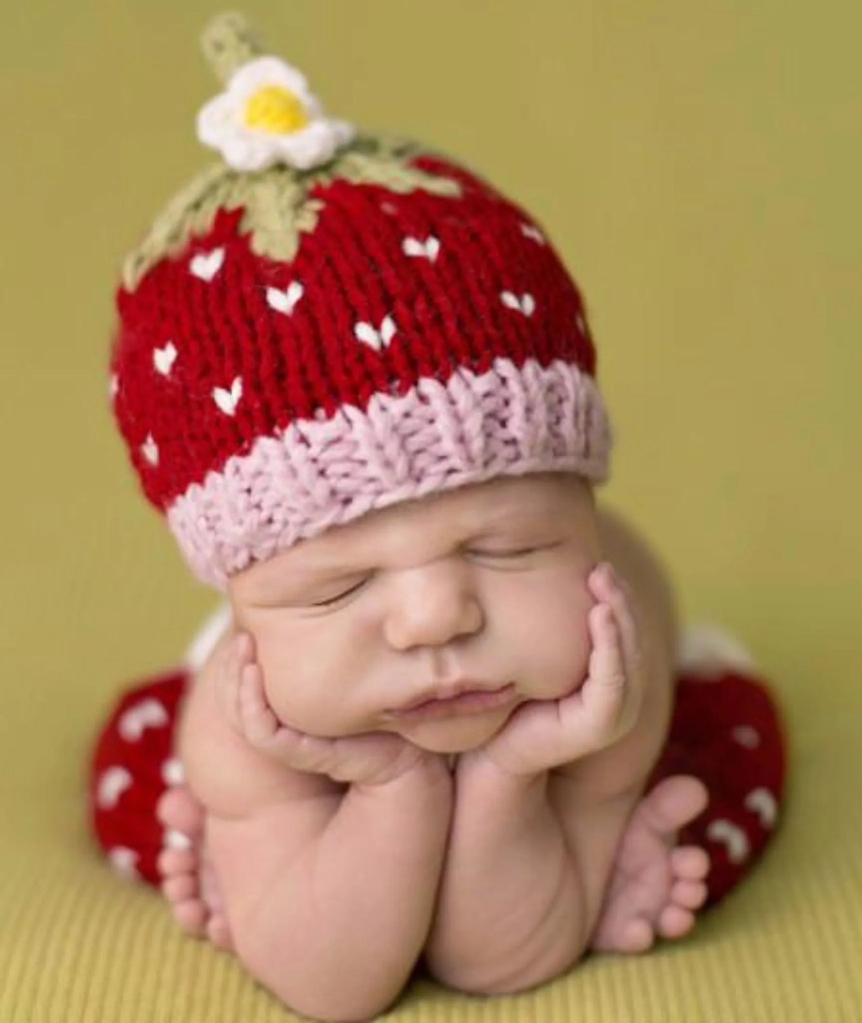 Addie Strawberry Hat and Pant Newborn Set