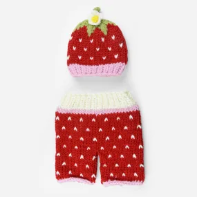 Addie Strawberry Hat and Pant Newborn Set