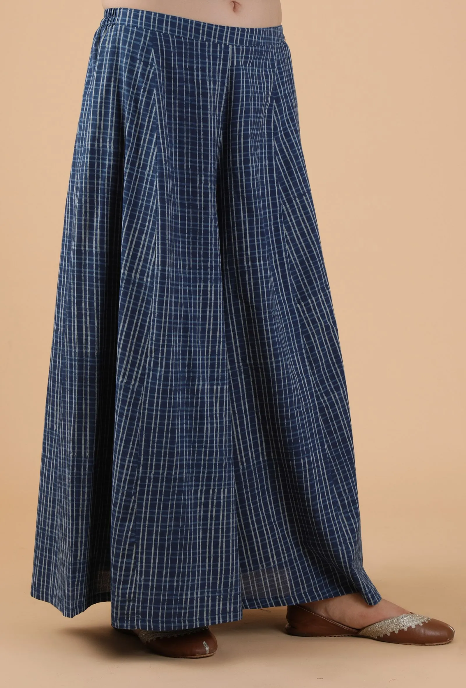 Adya Indigo Checkered Palazzo Pants