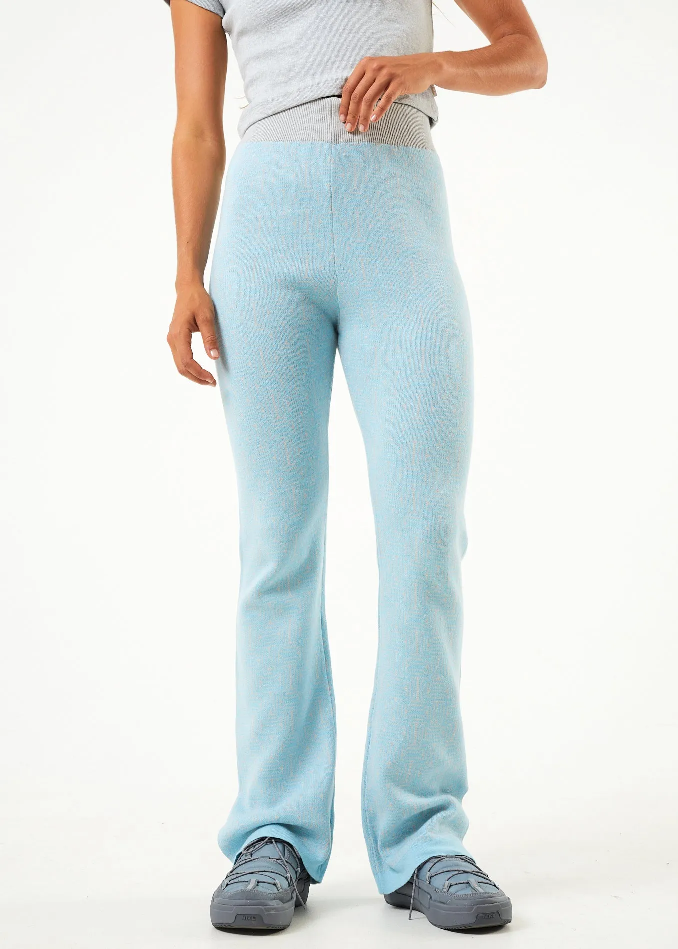 AFENDS Womens Samia - Knit Pants - Sky Blue