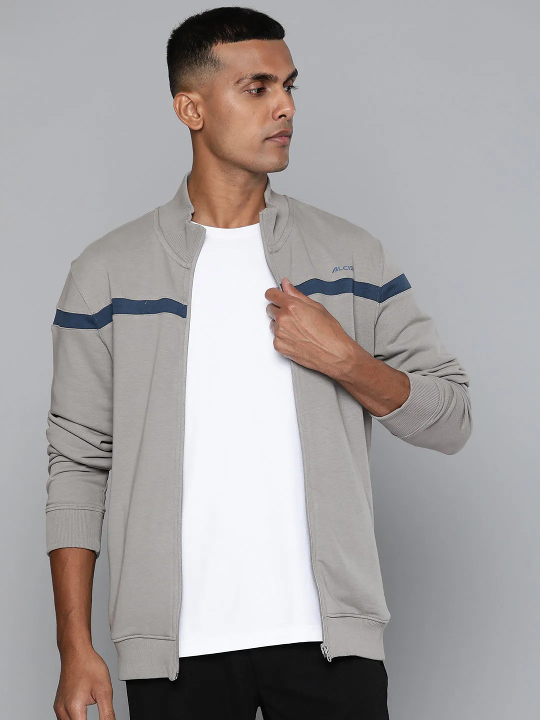 Alcis Men Grey Solid Bomber Jacket