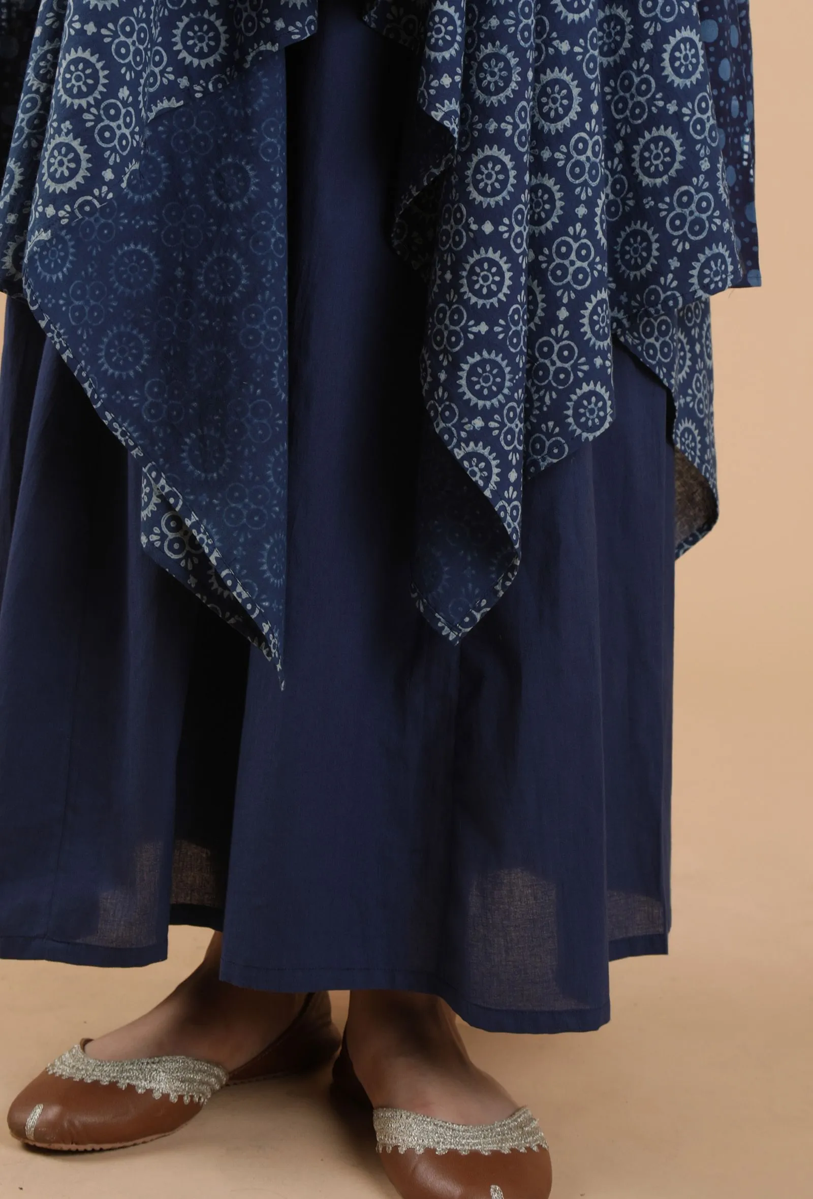 Alpi Indigo Printed Panelled Asymmetric Kurta Dress