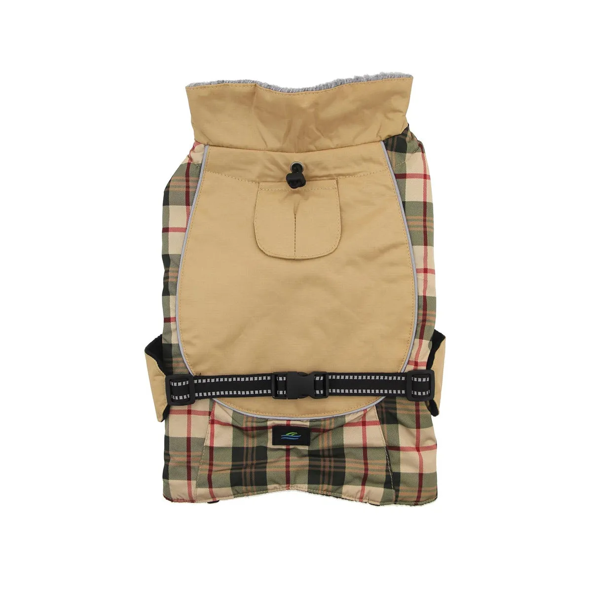 Alpine All-Weather Dog Coat - Beige & Green Plaid