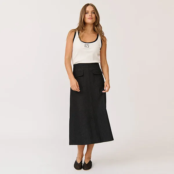 Astrid Skirt - Black Denim