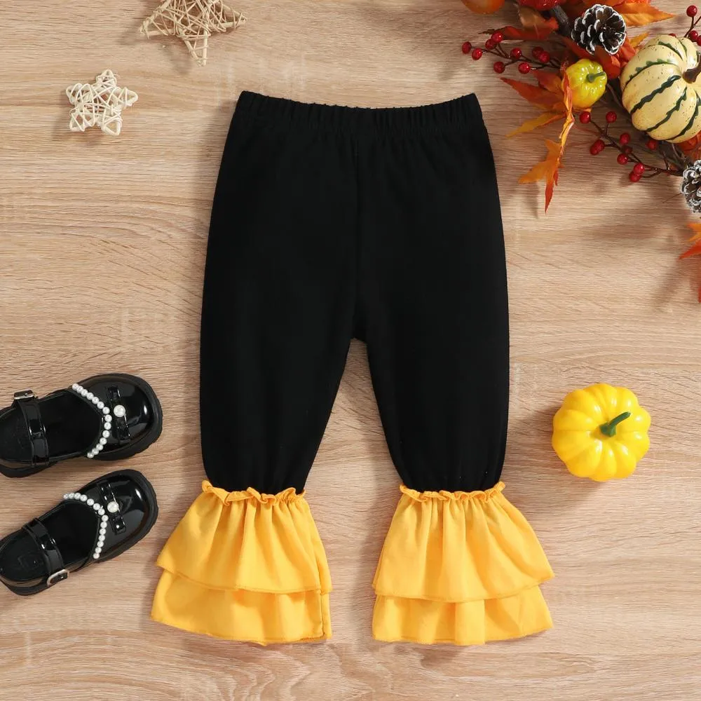 Autumn/Winter Halloween Girls Lace Sleeve Flared Pants Two-piece Set Wholesale Girls Clothes