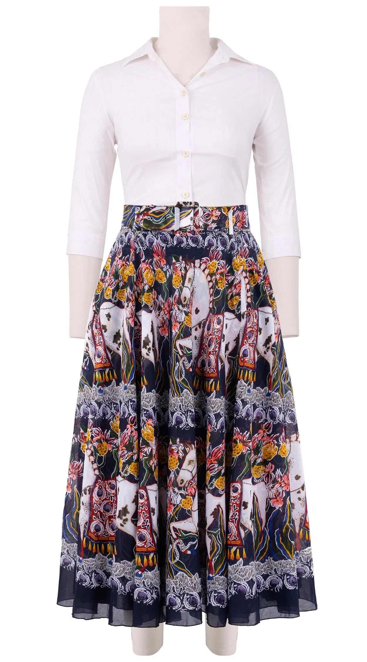 Avenue Skirt Midi Plus Length Cotton Musola (Spotted Pony)