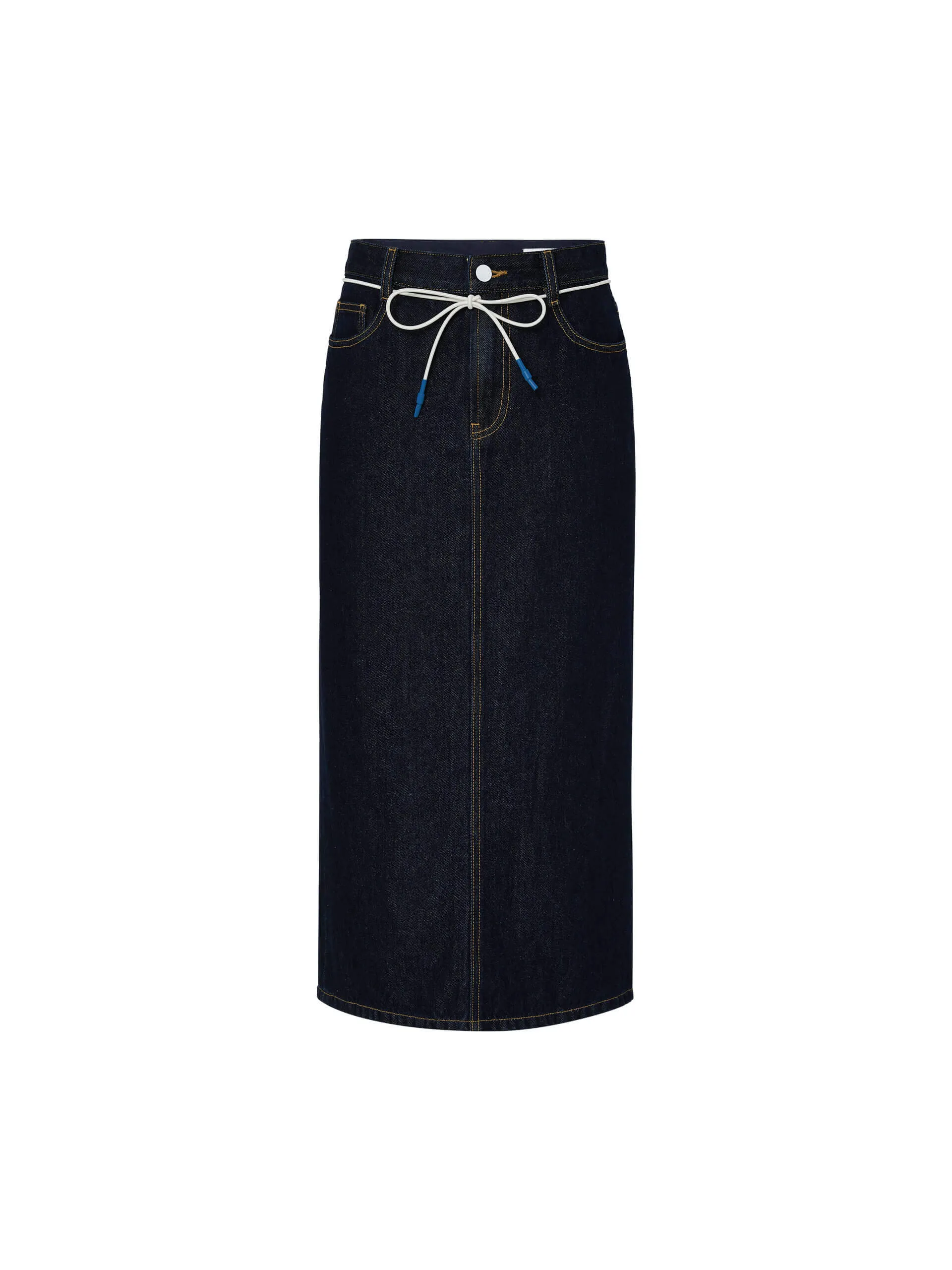 Back Slit Denim Skirt