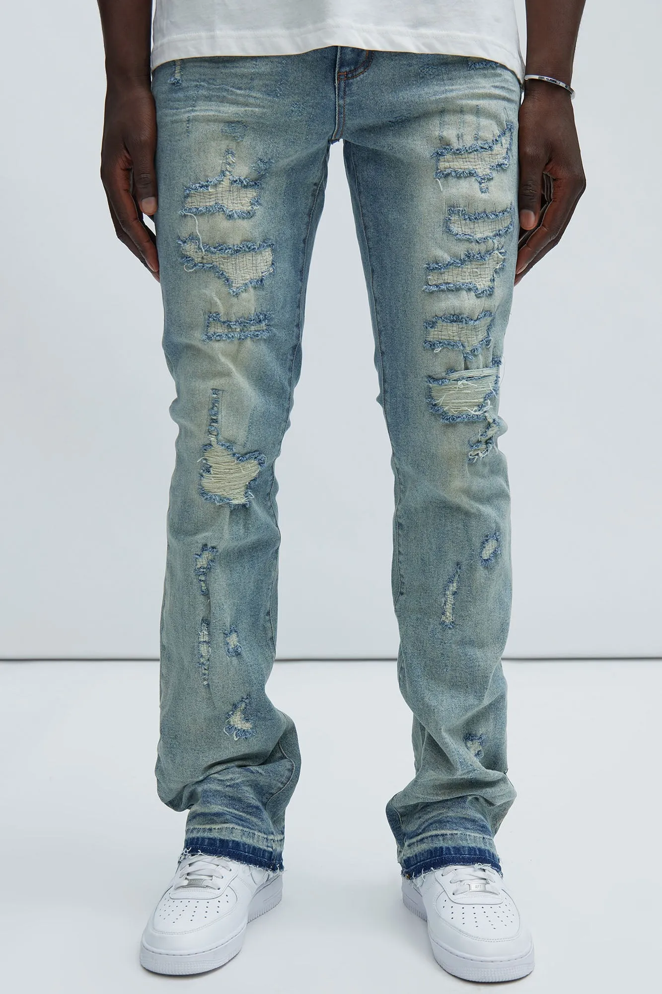 Be Real Stacked Skinny Flare Jeans - Light Wash