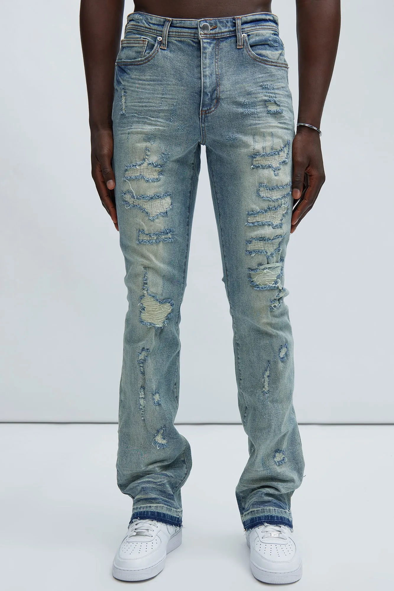 Be Real Stacked Skinny Flare Jeans - Light Wash