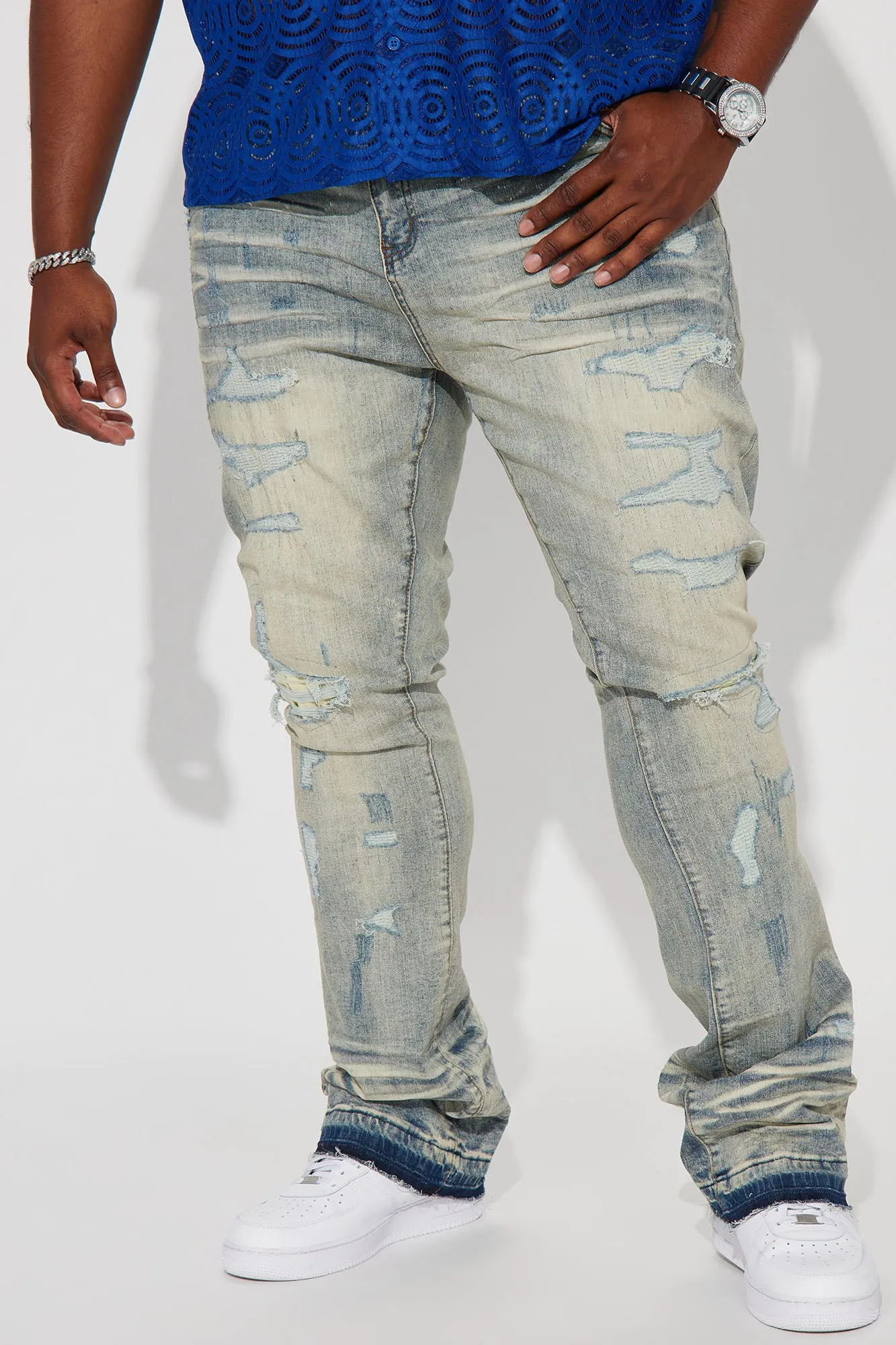 Be Real Stacked Skinny Flare Jeans - Light Wash