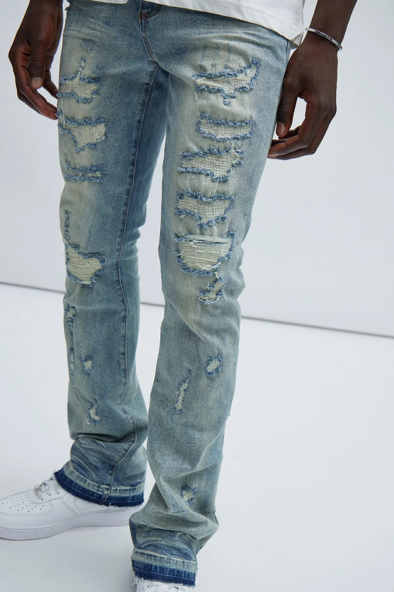 Be Real Stacked Skinny Flare Jeans - Light Wash