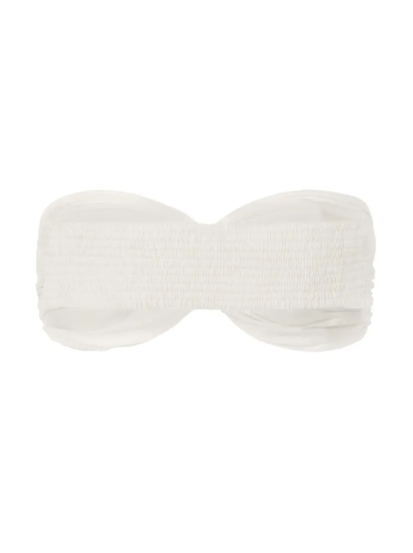 Bia Twist Front Bamboo Poplin Bandeau Top - Natural White