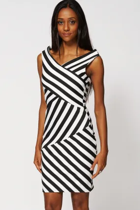 Black And White Striped Bodycon Dress