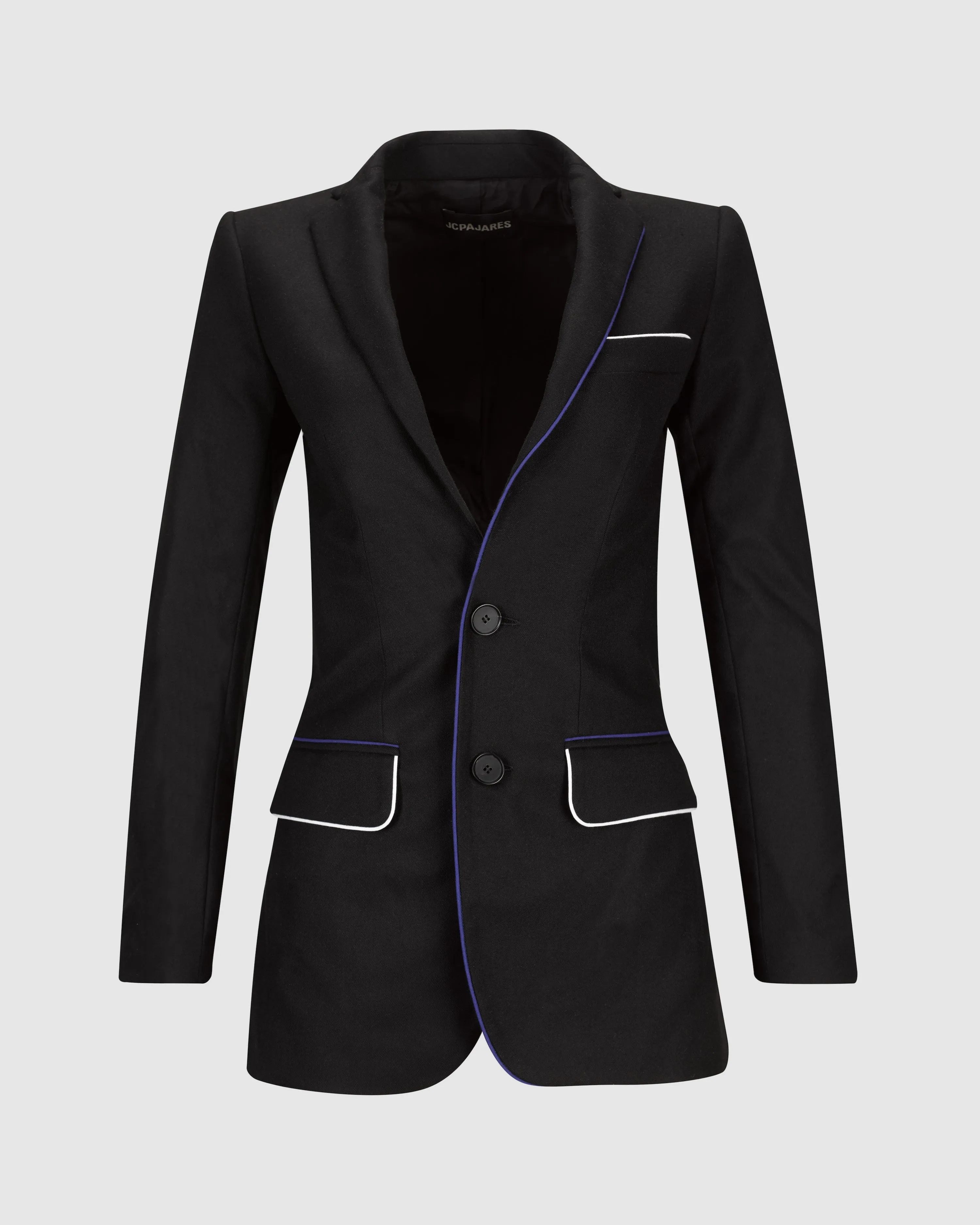 BLACK BLAZER WITH VIVID DETAIL