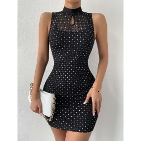 Black Key-Hole Neck Bodycon Mini Dress