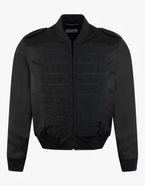 Black Officer Satin Bomber Jacket -