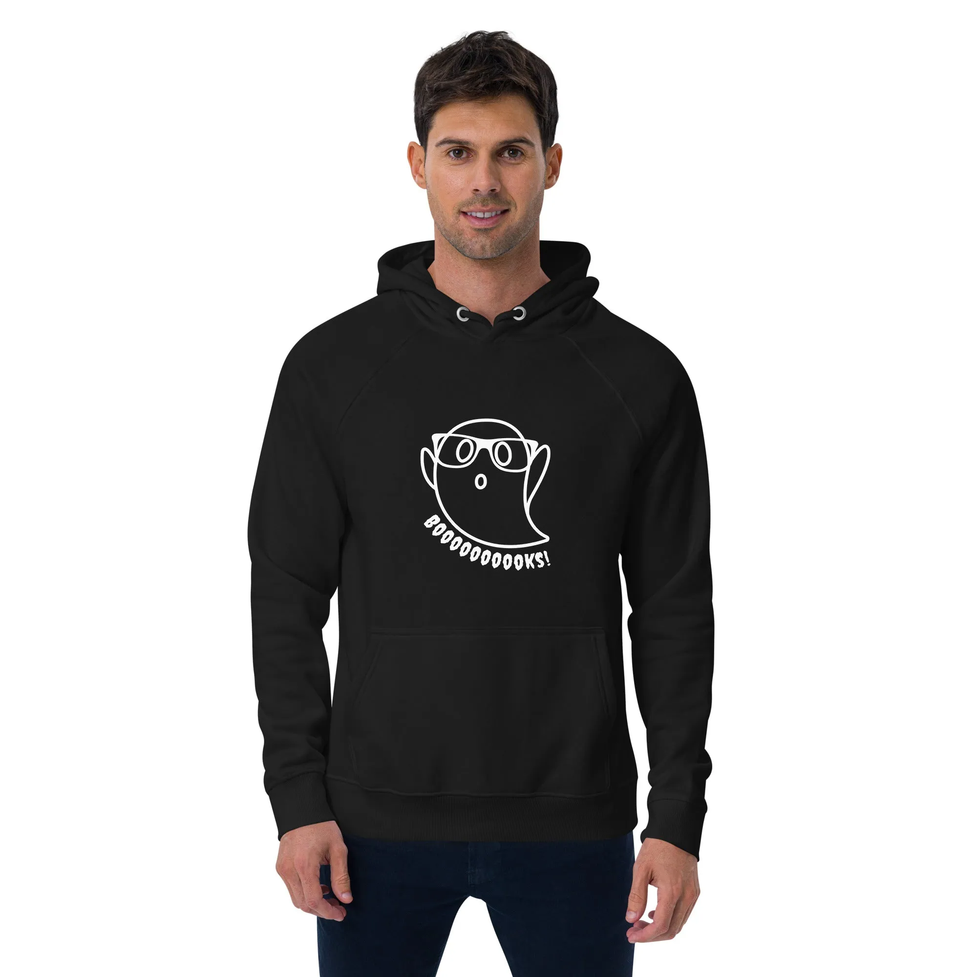 Booooks Halloween Graphic Men Eco Raglan Hoodie