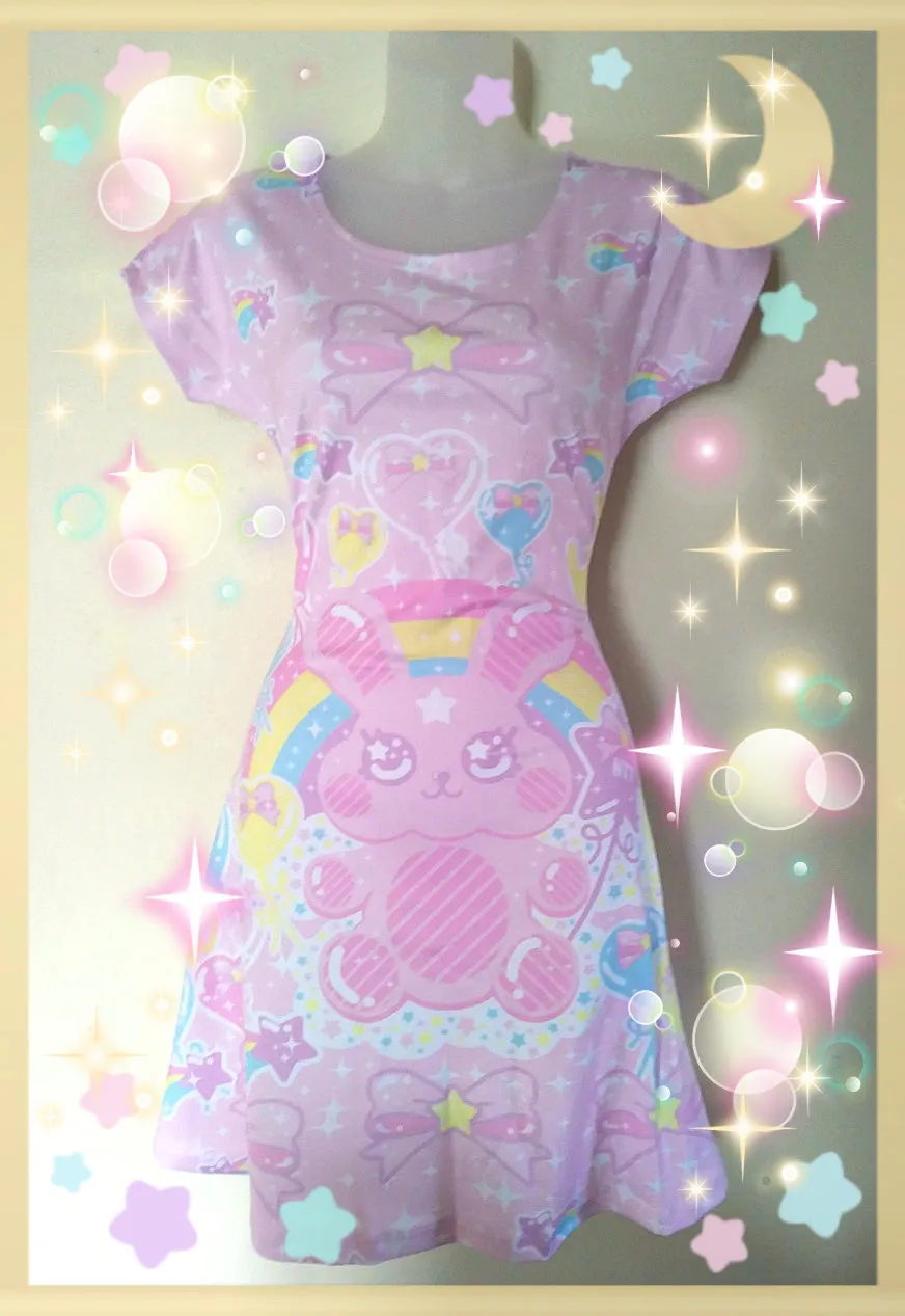 Bubblegum Bunny short sleeve skater dress [made to order]