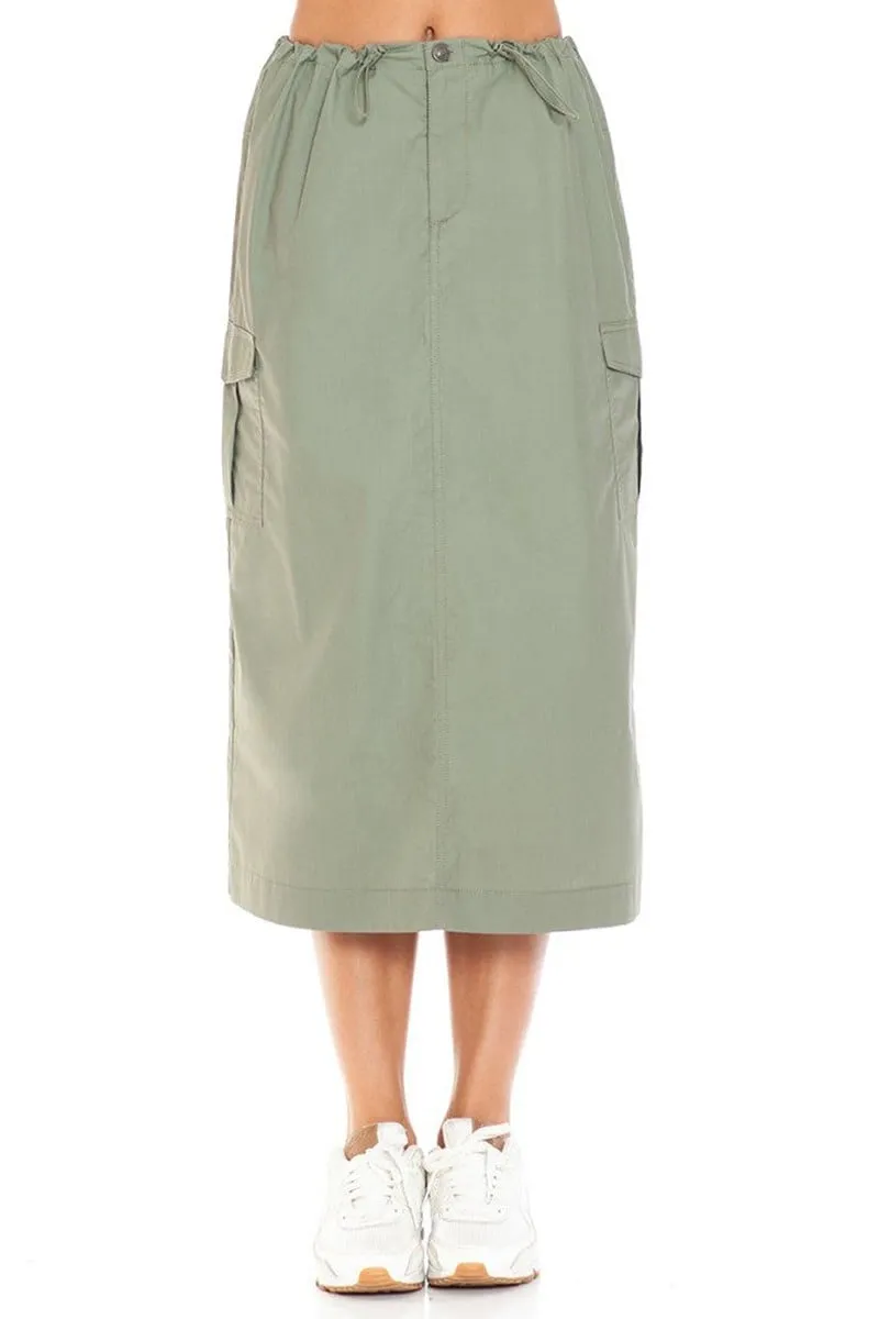 Cargo Skirt With Drawstring Midi Skirt