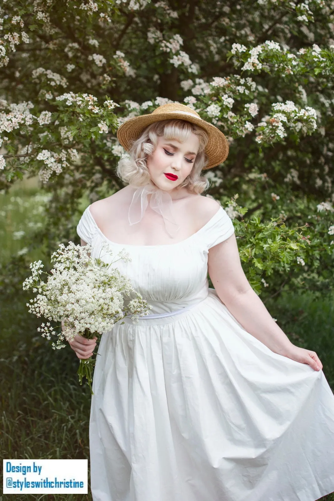 Caroline Dress in White cotton