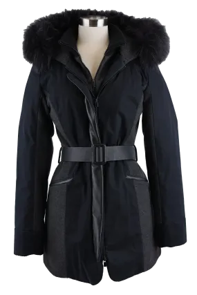 Cashmere Blend Belted Parka W/ Fur Hood