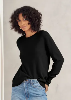 Cashmere Crew Neck Sweater in Jet Black