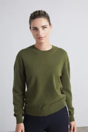 Cashmere Crew Neck Sweater in Khaki Green