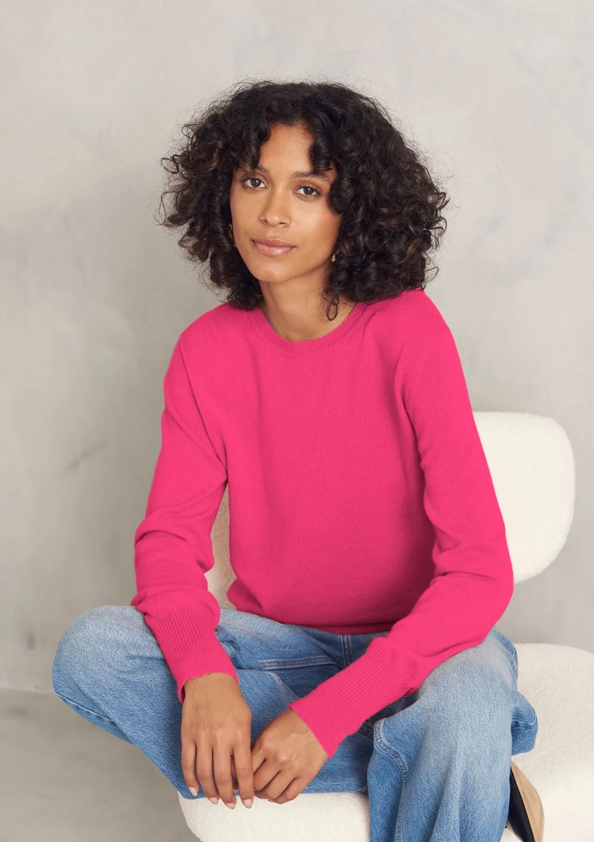 Cashmere Crew Neck Sweater in Rose Pink