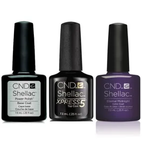 CND - Shellac Xpress5 Combo - Base, Top & Eternal Midnight (0.25 oz)