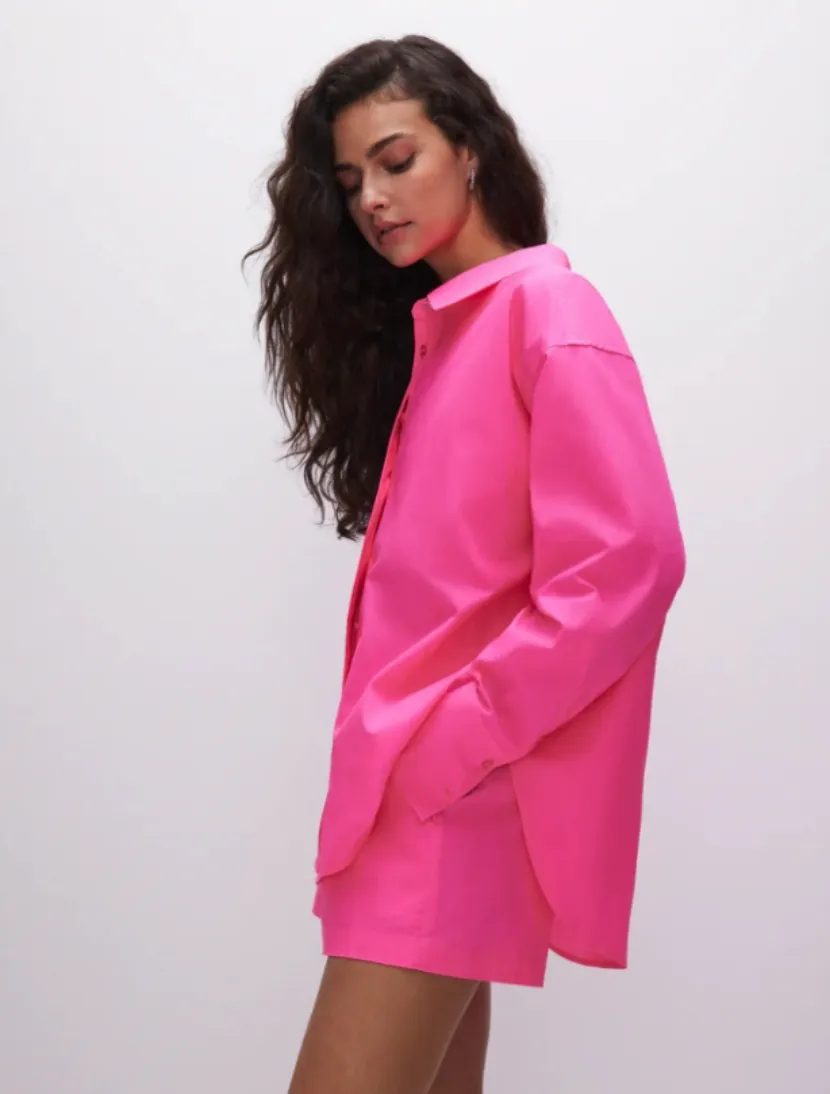 Coated Poplin Weekend Shirt Pink