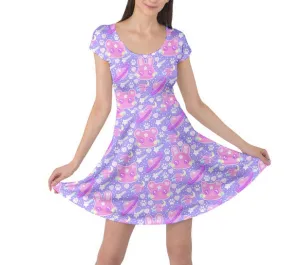 Cosmic Cuties Iris cap sleeve skater dress [made to order]