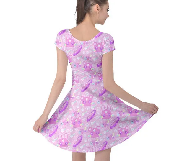 Cosmic Cuties Pink cap sleeve skater dress [made to order]