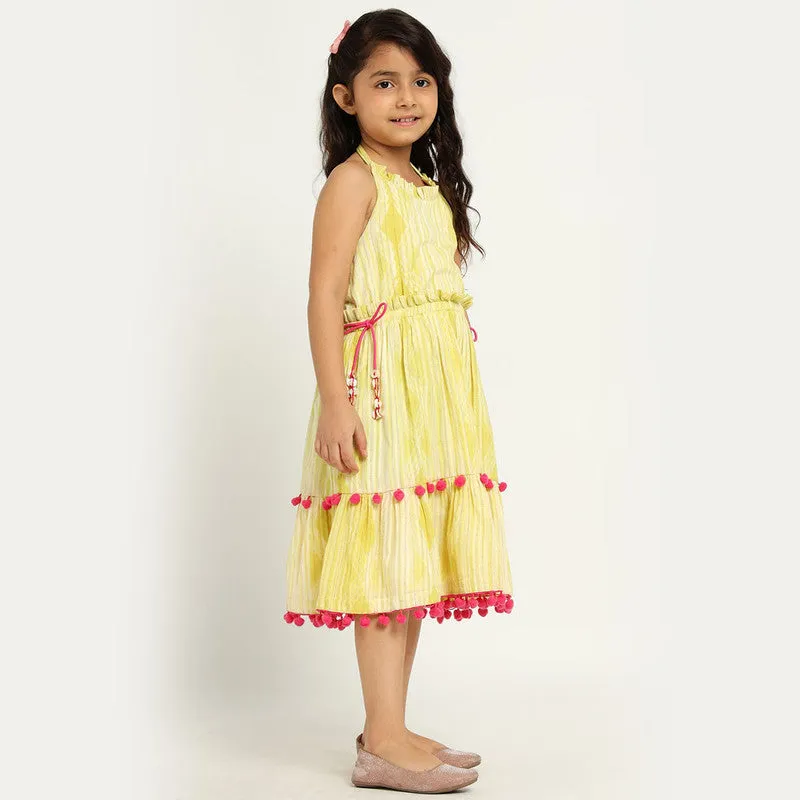 Cotton Midi Dress For Girls | Daffodil | Yellow