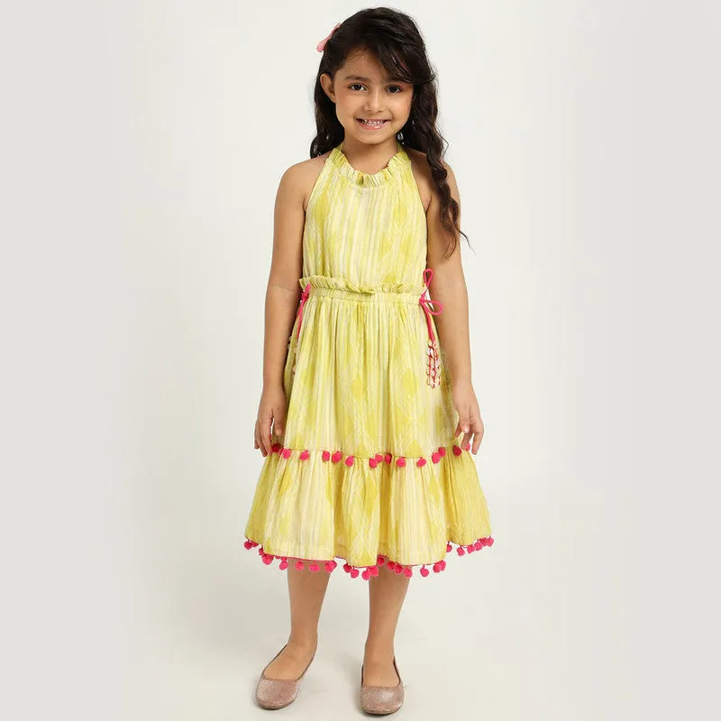 Cotton Midi Dress For Girls | Daffodil | Yellow