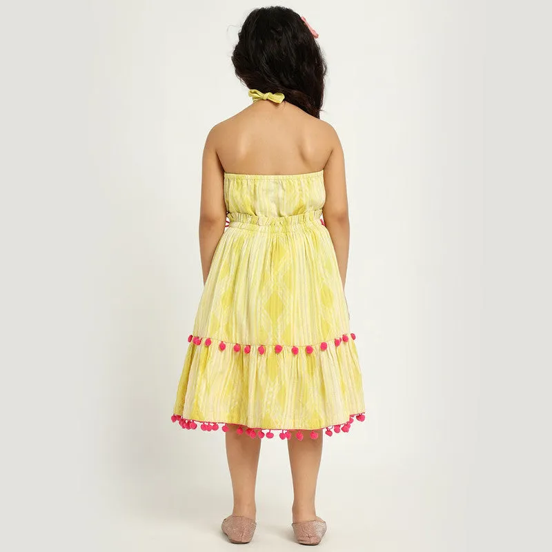 Cotton Midi Dress For Girls | Daffodil | Yellow