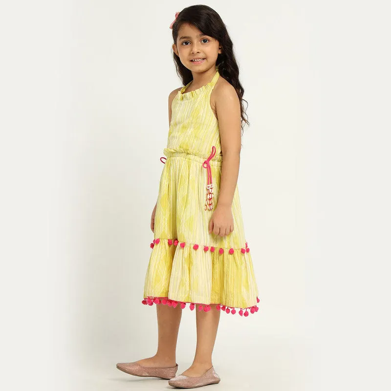 Cotton Midi Dress For Girls | Daffodil | Yellow