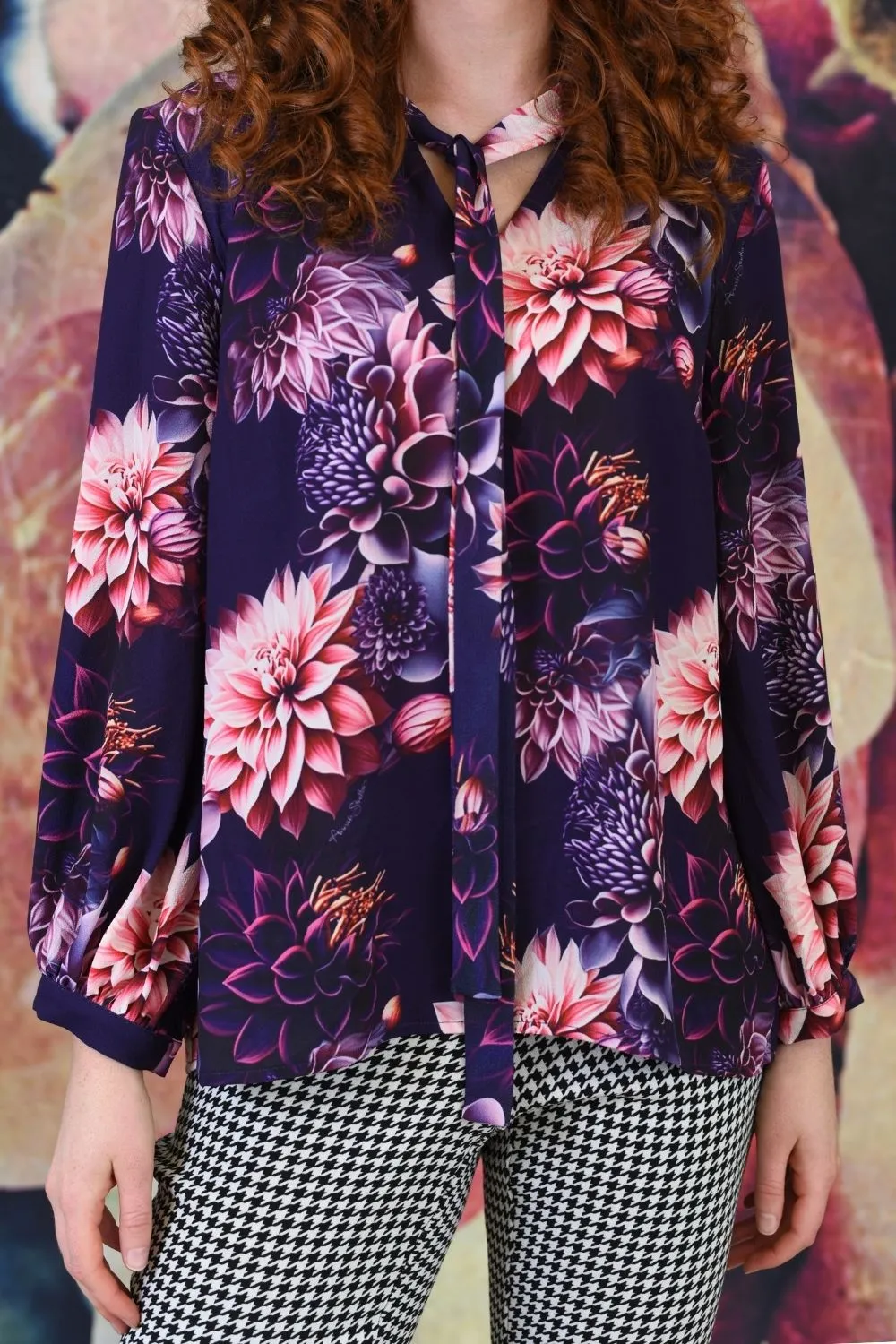 Darcy Top - Purple Dahlias | SALE