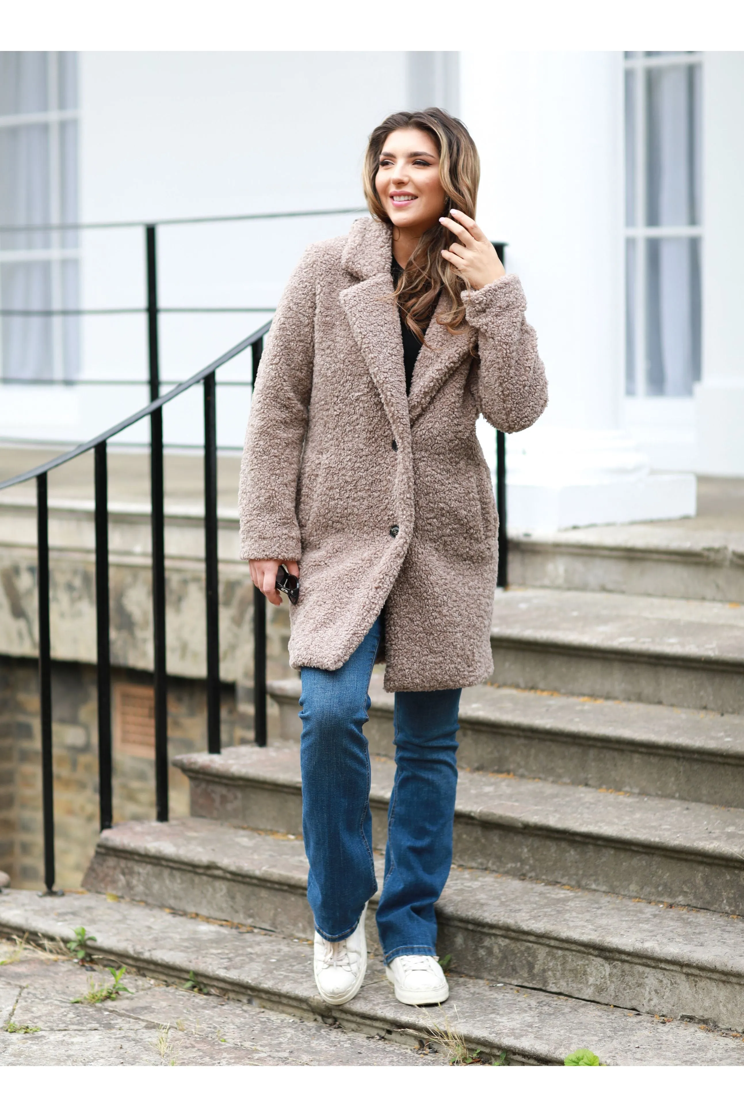 Double Second Taupe Teddy Bear Borg Coat